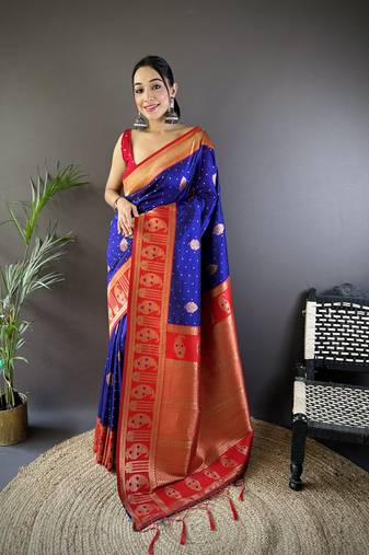 Faux banarasi silk saree with weaving border & designer pallu