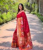 Faux kanjivaram paithani silk saree with minakari border & designer pallu