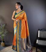Faux banarasi silk saree with weaving border & designer pallu