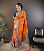  silk saree with golden zari weaving meenakari peacock design