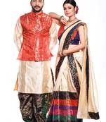 Saat phere- mekhela & kurta-dhoti wedding couple set