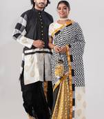 Kishmish- saree & kurta-dhoti couple set