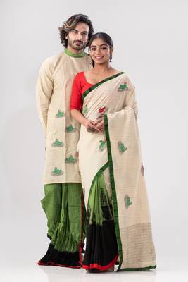 Hansjaru- saree & kurta-dhoti couple set 2