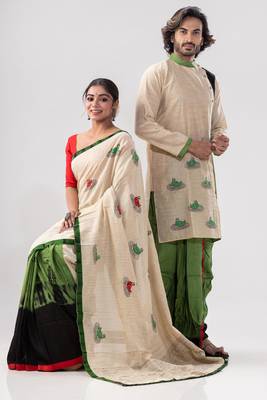 Hansjaru- saree & kurta-dhoti couple set 3