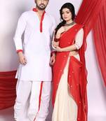 Madhu chandrima- mekhela & kurta-dhoti couple set