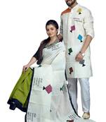 Kite applique saree & kurta cotton couple set