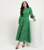 Green aaron lace long dress