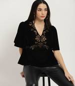 Black abigail velvet top
