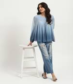 Blue anza ombre top