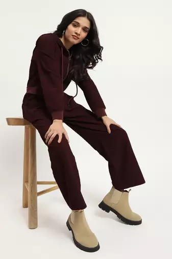 Burgundy athliesure top with pant co-ord set