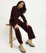 Burgundy athliesure top with pant co-ord set