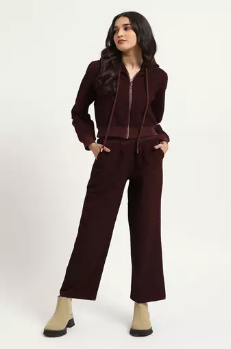 Burgundy athliesure top with pant co-ord set