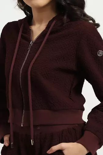Burgundy athliesure top with pant co-ord set