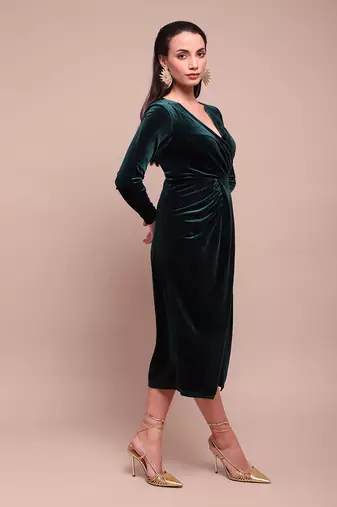 Green avery velvet wrap dress