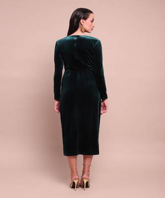 Green avery velvet wrap dress 5