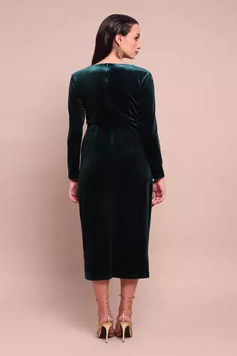 Green avery velvet wrap dress