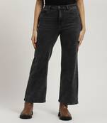 Black denim drift straight-leg jeans