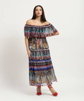Blue carwen off-shoulder dress 1