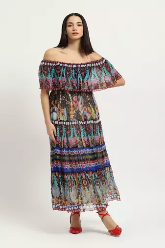 Blue carwen off-shoulder dress