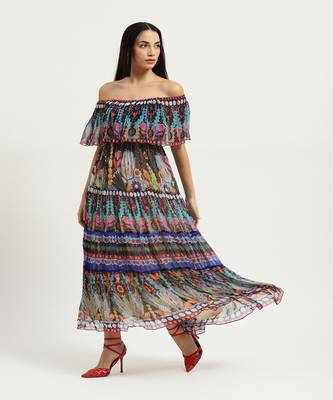Blue carwen off-shoulder dress 2