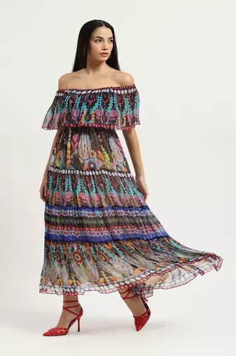 Blue carwen off-shoulder dress