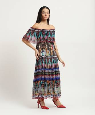 Blue carwen off-shoulder dress 3