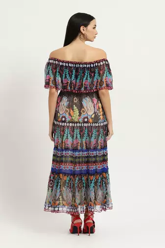 Blue carwen off-shoulder dress