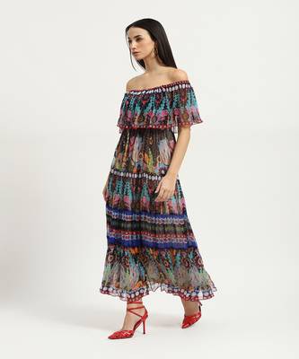 Blue carwen off-shoulder dress 5