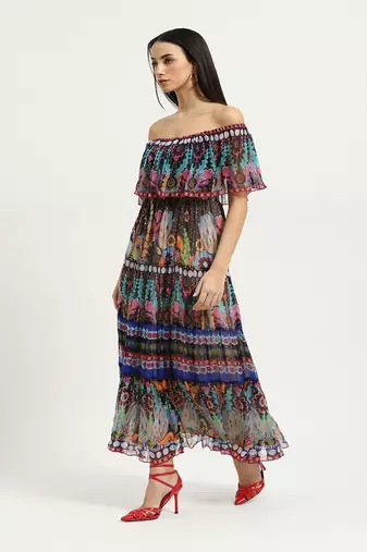 Blue carwen off-shoulder dress