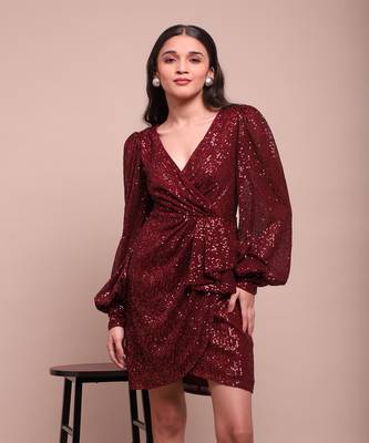 Red celestia drape dress 1