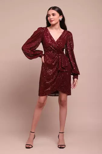 Red celestia drape dress