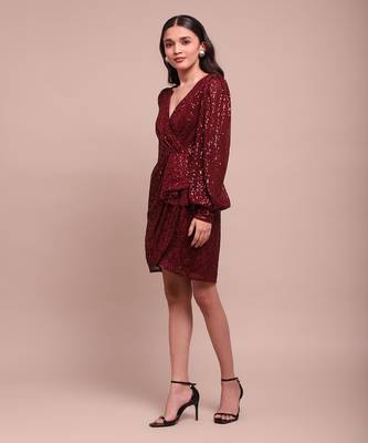 Red celestia drape dress 3