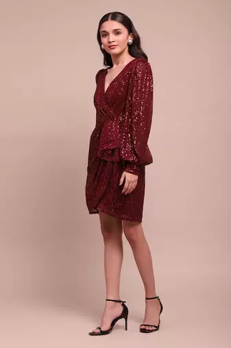Red celestia drape dress