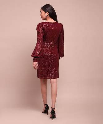 Red celestia drape dress 5