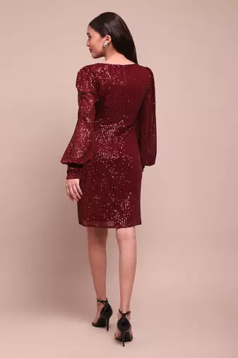 Red celestia drape dress