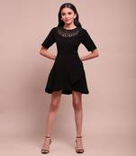 Black christie crepe short dress
