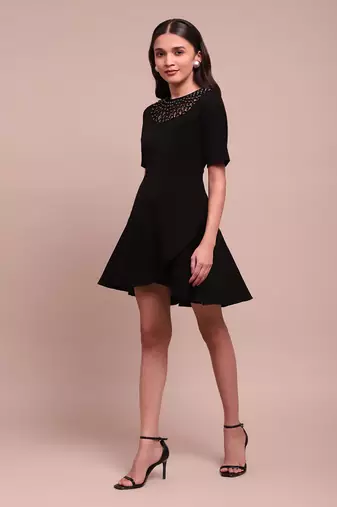 Black christie crepe short dress