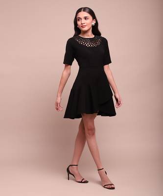 Black christie crepe short dress 3