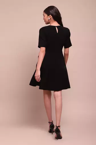 Black christie crepe short dress
