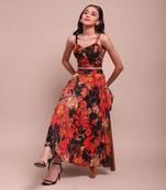 Black floriane velvet top with skirt co-ord set