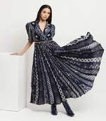 Blue greta crepe maxi dress