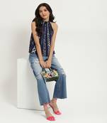 Blue greta crepe top