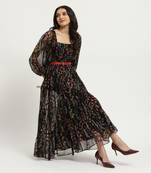 Black heather long dress