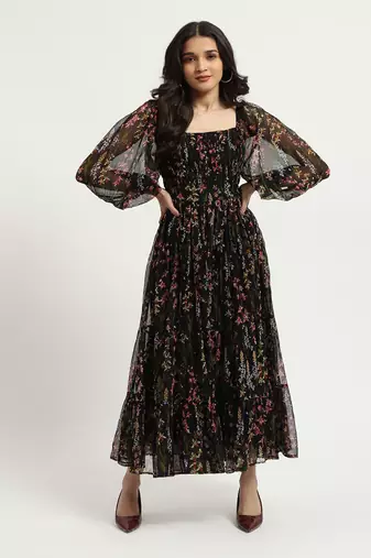 Black heather long dress
