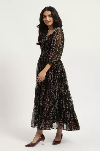 Black heather long dress