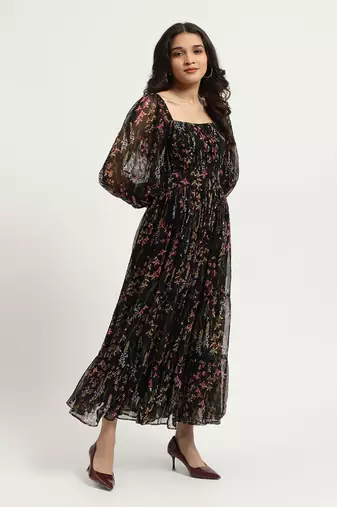 Black heather long dress