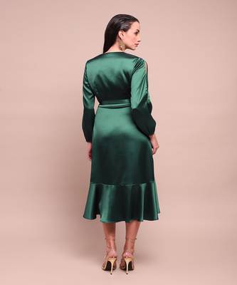Green isla satin wrap dress 5