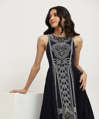 Blue janette satin long dress 1