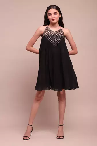 Black leo short dress