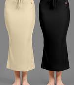 Plain Nylon Soft Petticoat Skirts Saree Silhouette Shape Wear set of 2
